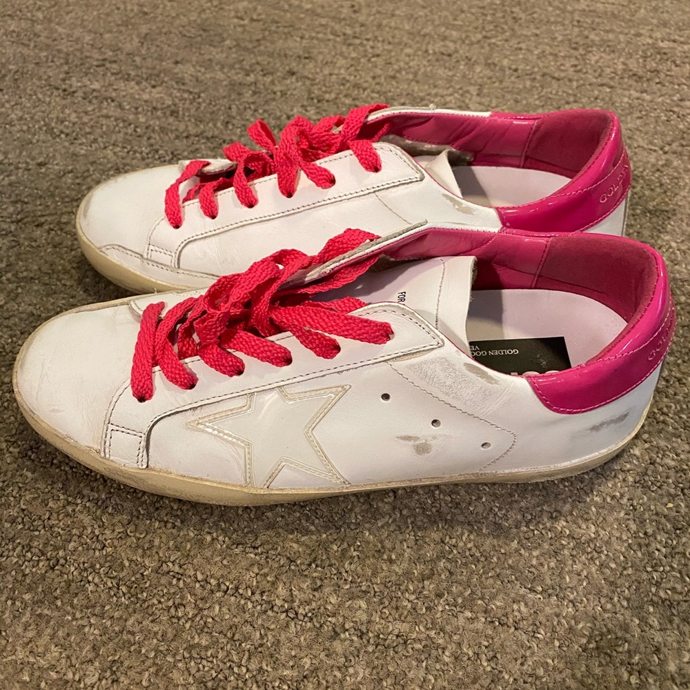Hot Pink & White Golden Goose Sneakers